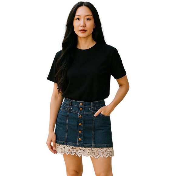 Gap Y2K Button Front Denim Skirt Blue Size 12 Festival Dummer Boho Vintage Cute - Picture 1 of 12